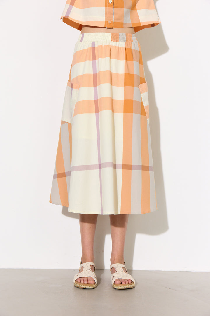 HUNKØN Frankie Skirt Nederdele Orange checked