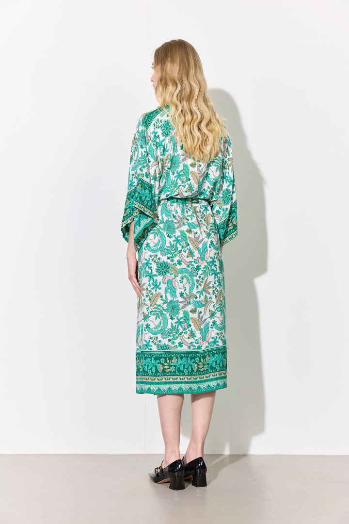HUNKØN Helene Kimono Kimonoer Bird Green