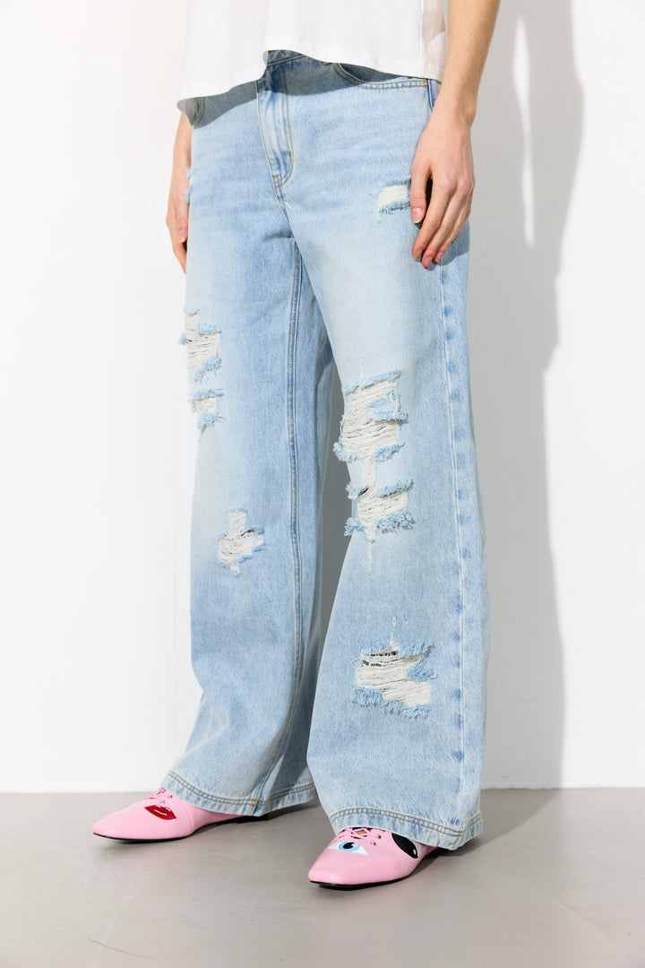 HUNKØN Jody Ripped Jeans Bukser Light Denim