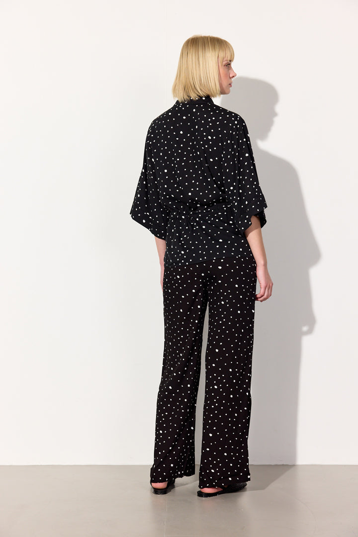 HUNKØN Kris Trousers Bukser Black w/White dots