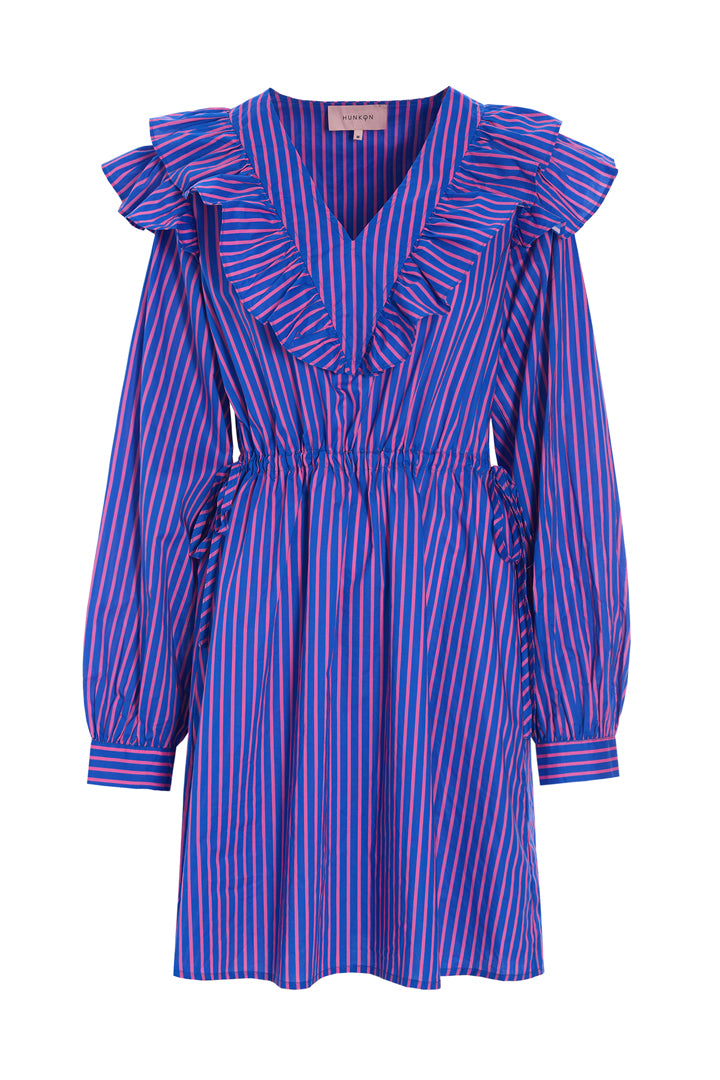 HUNKØN Lucinda Dress Kjoler Blue Striped