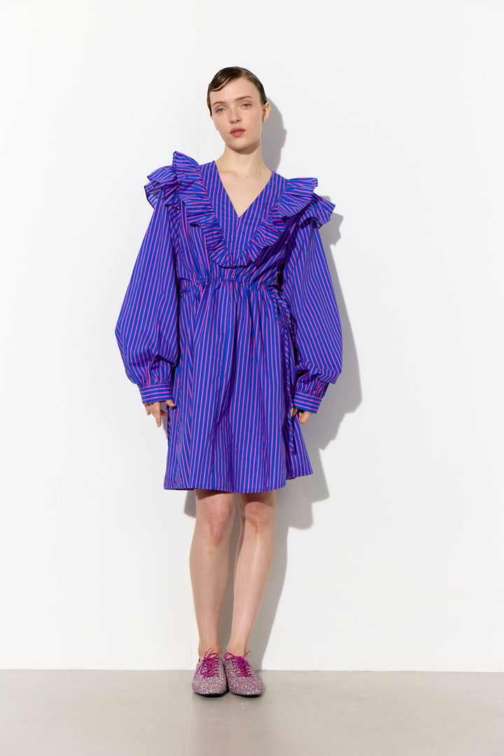 HUNKØN Lucinda Dress Kjoler Blue Striped