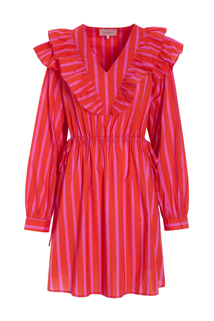 HUNKØN Lucinda Dress Kjoler Red Striped