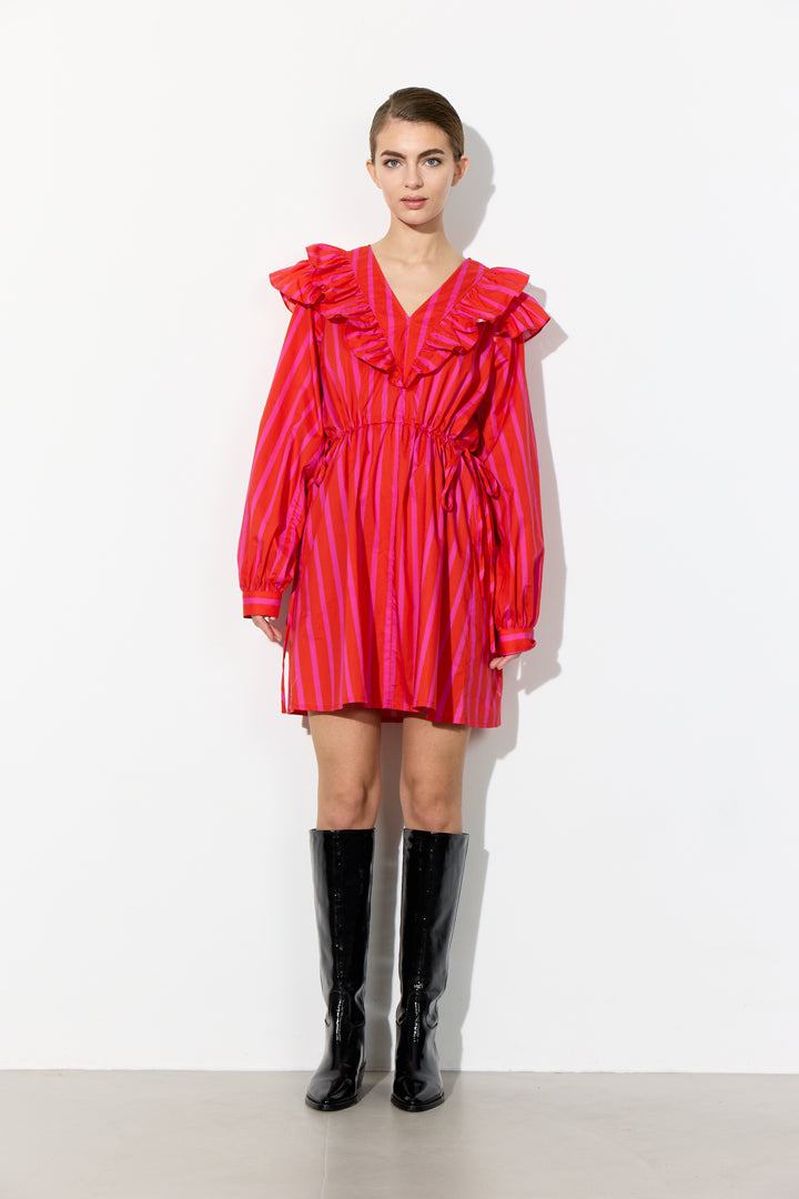 HUNKØN Lucinda Dress Kjoler Red Striped
