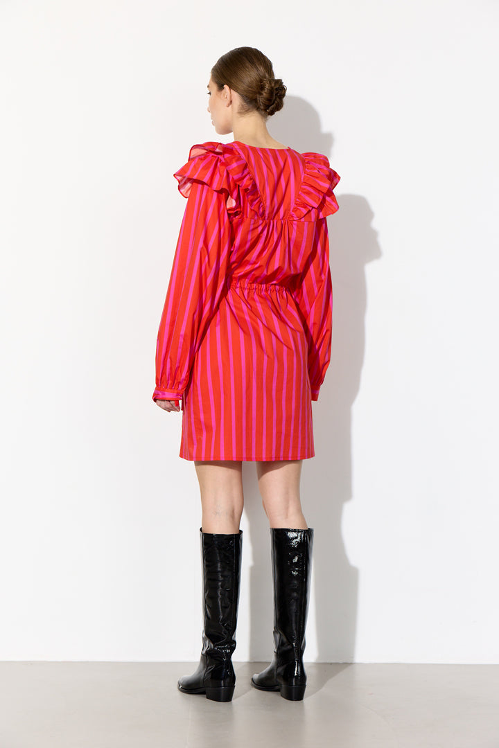HUNKØN Lucinda Dress Kjoler Red Striped