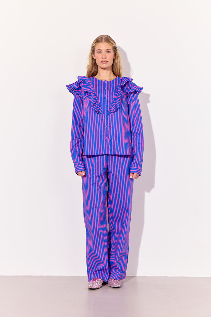 HUNKØN Lucinda Trousers Bukser Blue Striped