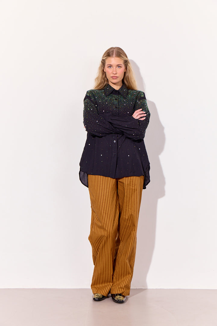 HUNKØN Lucinda Trousers Bukser Caramel Striped