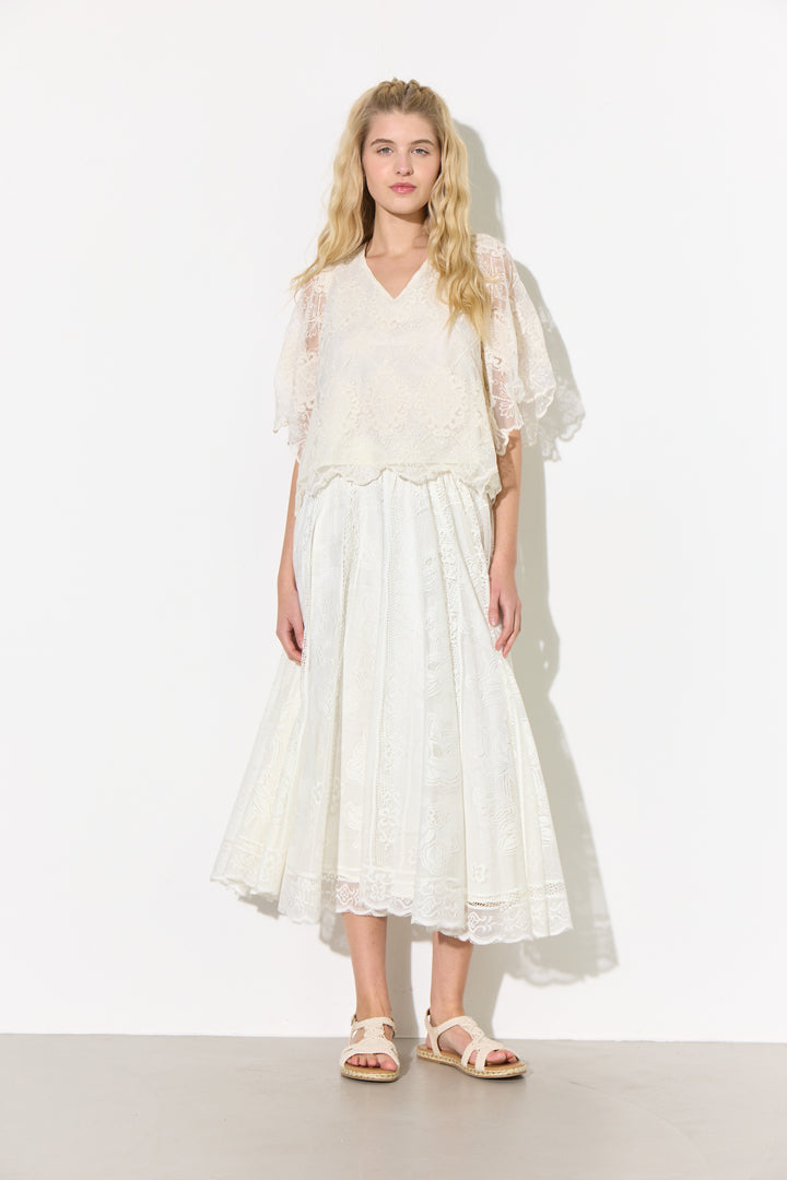 HUNKØN Lulu Lace Blouse Bluser Cream Lace