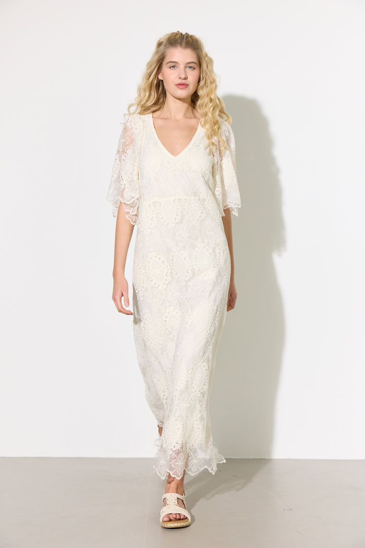 HUNKØN Lulu Lace Dress Kjoler Cream Lace
