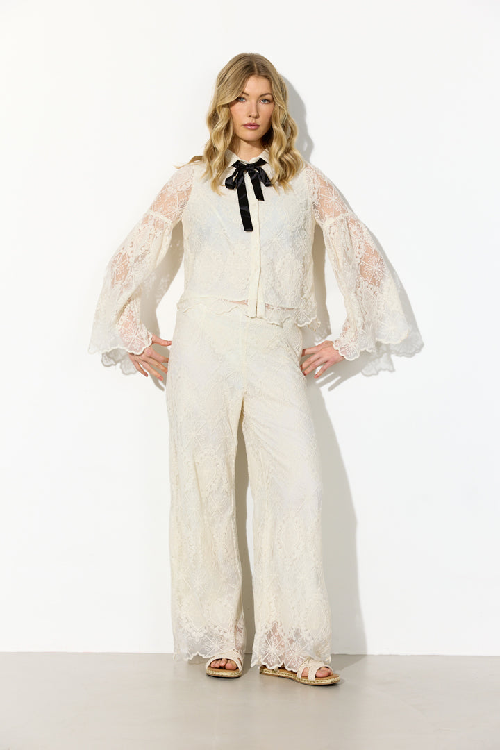 HUNKØN Lulu Lace Trousers Bukser Cream Lace