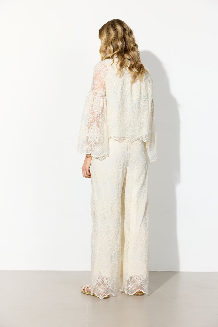 HUNKØN Lulu Lace Trousers Bukser Cream Lace