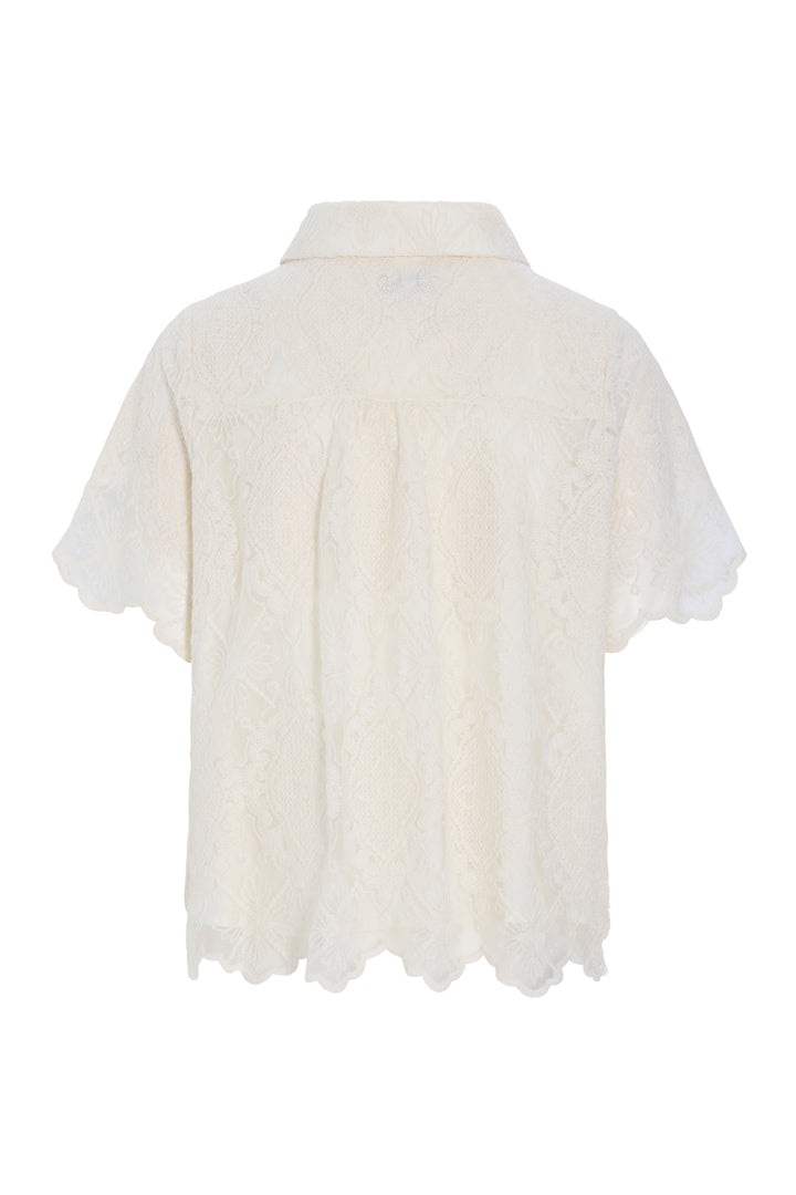 HUNKØN Lulu Short Lace Shirt Skjorter Cream Lace