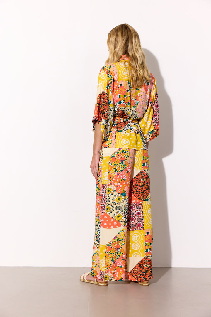HUNKØN Madelaine Trousers Bukser Yellow Patchwork