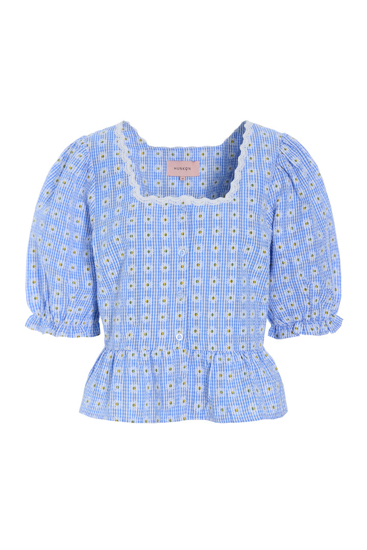 HUNKØN Maggi Blouse Skjorter Blue Daisy