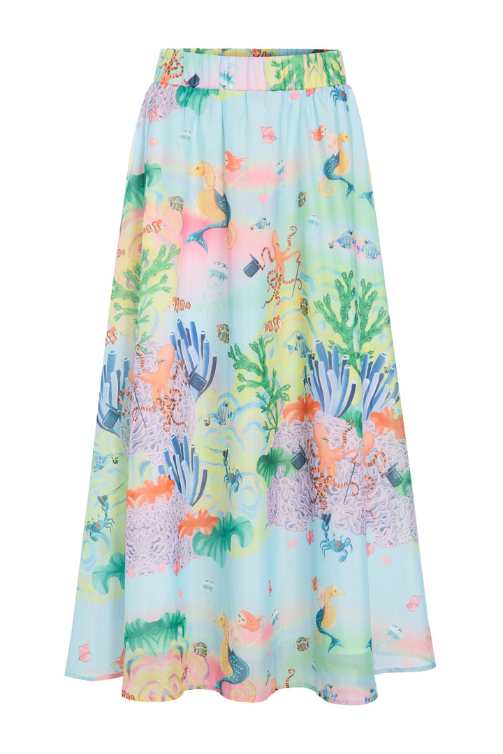 HUNKØN Marina Long Skirt Nederdele Ocean Life Art Print