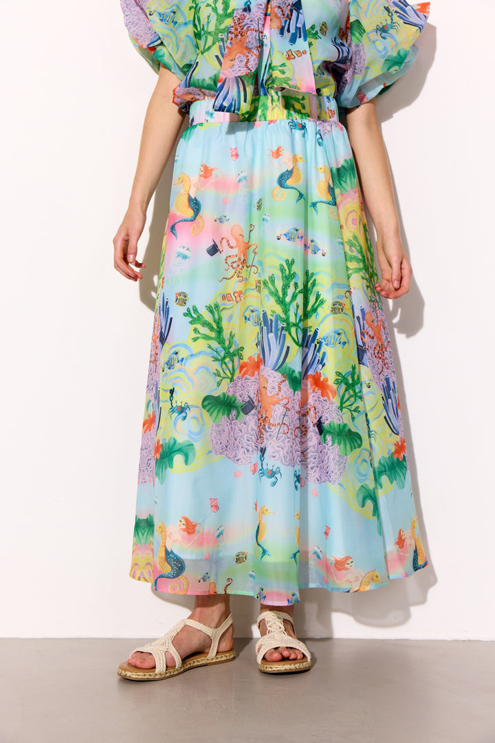 HUNKØN Marina Long Skirt Nederdele Ocean Life Art Print