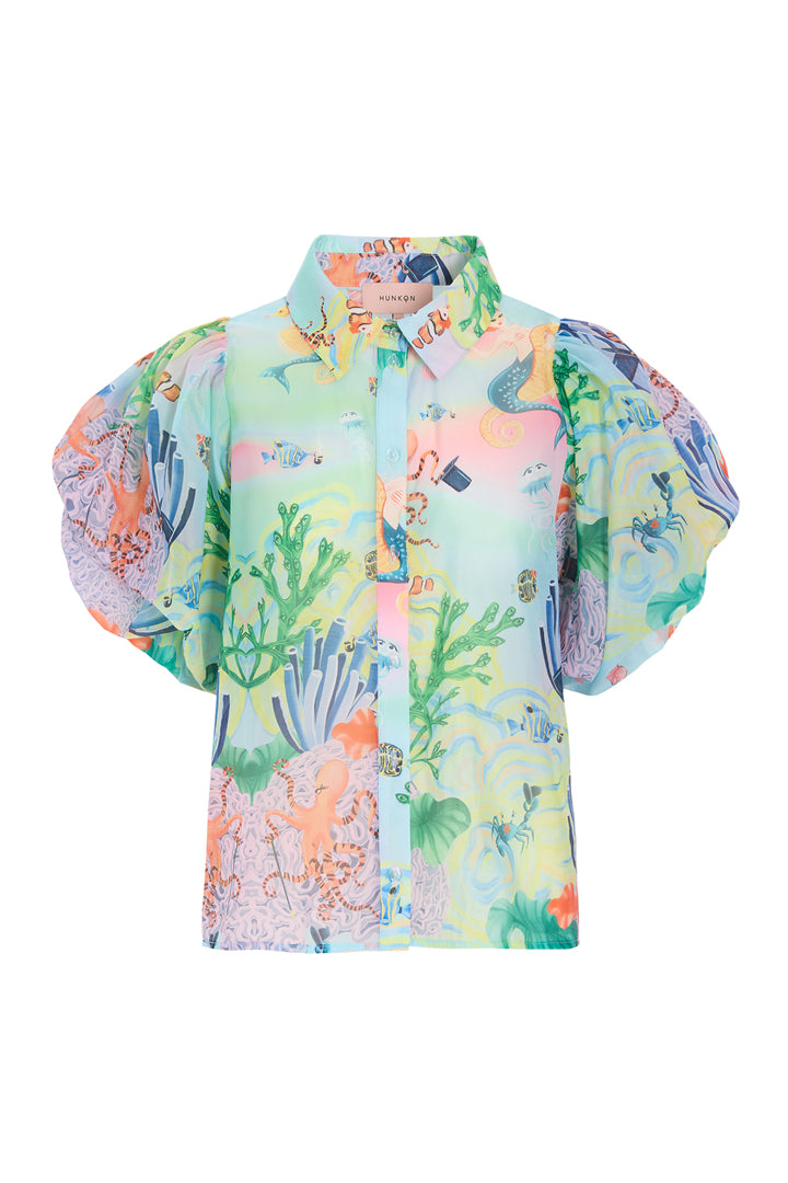 HUNKØN Marina Shirt Skjorter Ocean Life Art Print