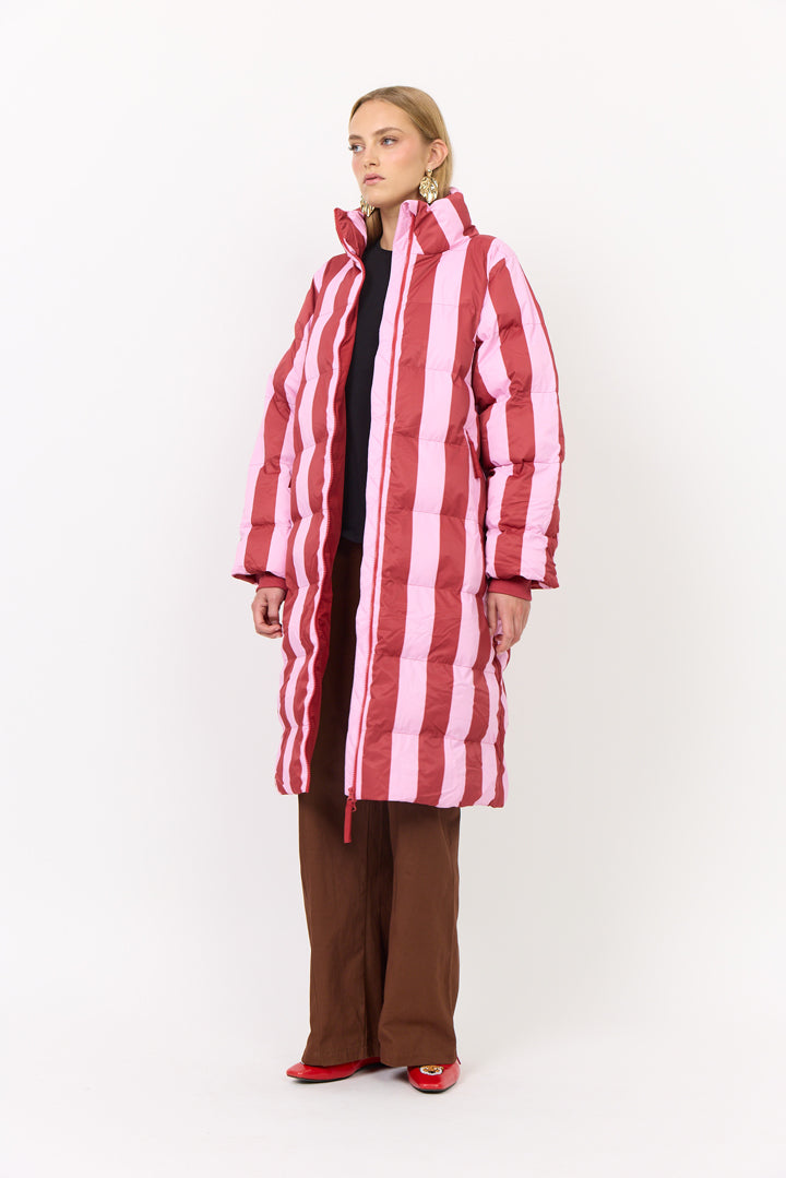 HUNKØN Merle Coat Frakker Red Striped