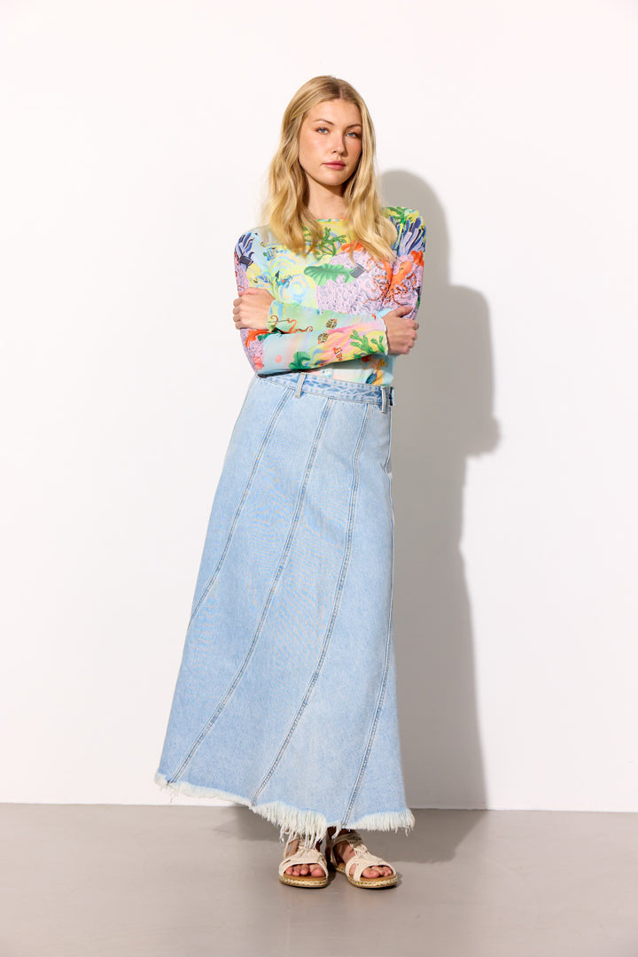 HUNKØN Mette Denim Skirt Nederdele Light Denim