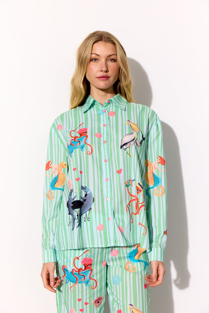 HUNKØN Nessie Shirt Skjorter Green Ocean Art Print