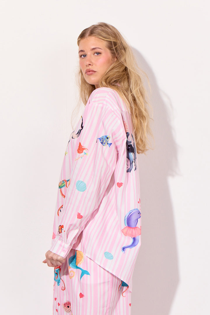 HUNKØN Nessie Shirt Skjorter Pink Ocean Art Print