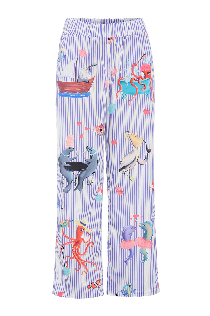 HUNKØN Nessie Trousers Bukser Blue Ocean Art Print