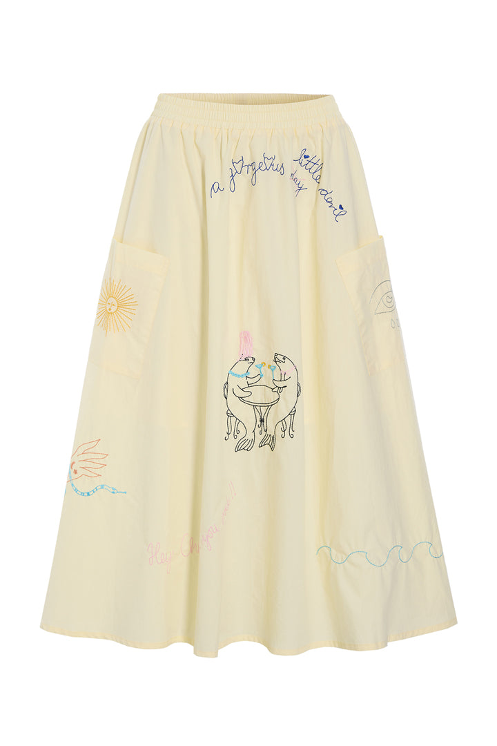 HUNKØN Nima Skirt Nederdele Cream Yellow