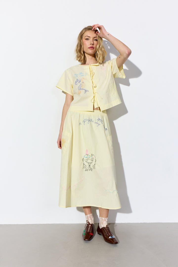 HUNKØN Nima Skirt Nederdele Cream Yellow
