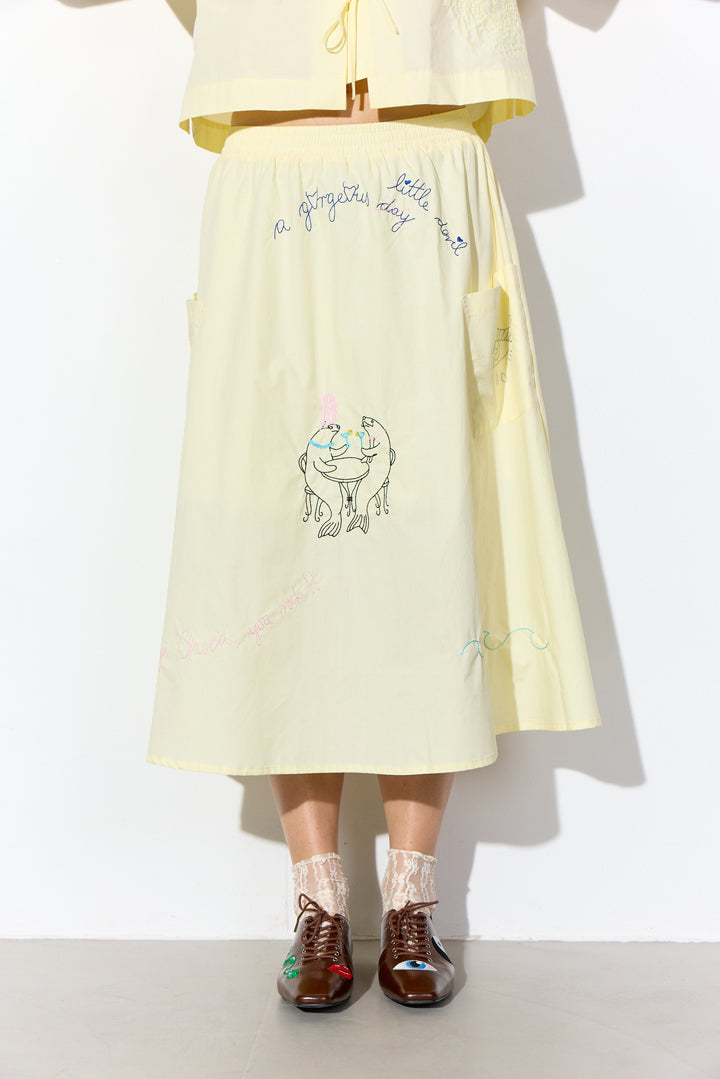 HUNKØN Nima Skirt Nederdele Cream Yellow