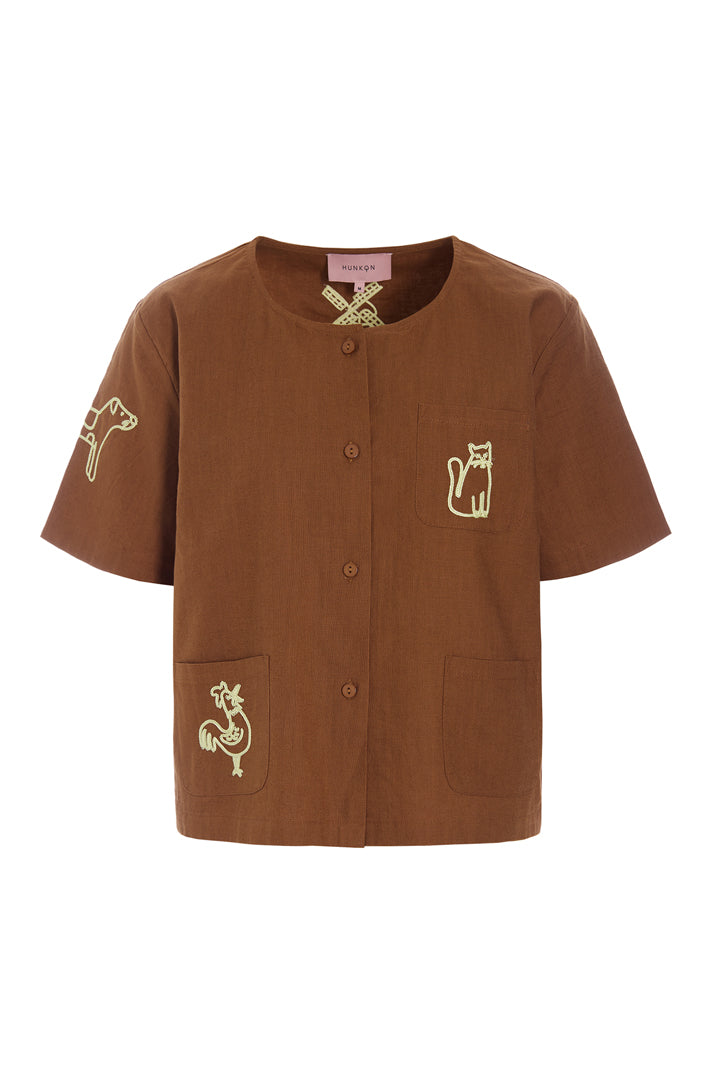 HUNKØN Nina Shirt Skjorter Brown