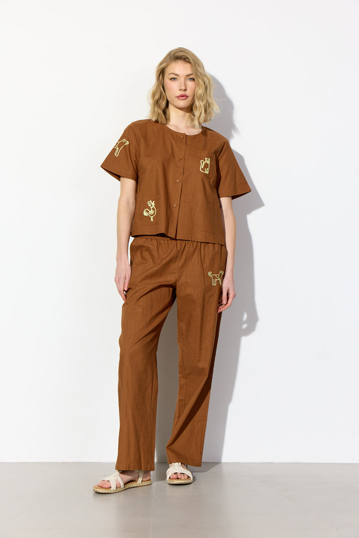 HUNKØN Nina Shirt Skjorter Brown