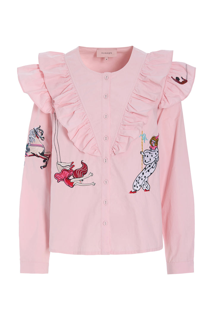 HUNKØN Nola Ruffle Shirt Skjorter Soft Pink
