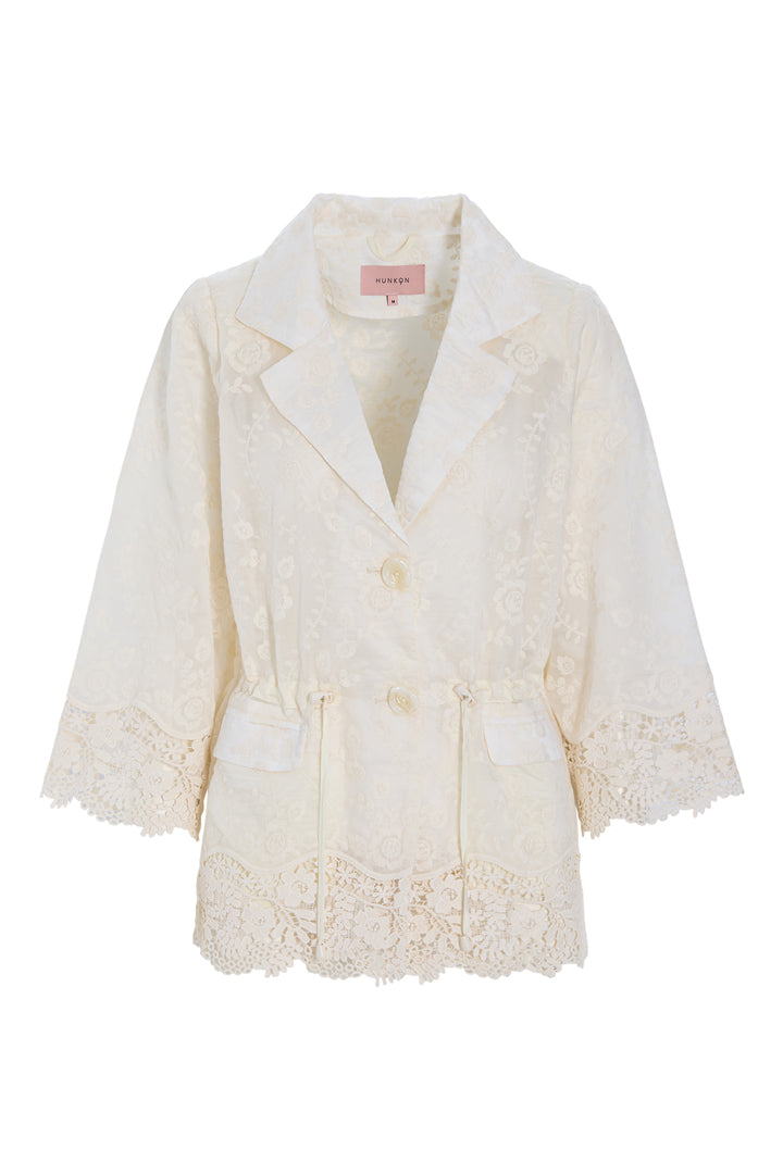 HUNKØN Patty Lace Blazer Jakker Cream