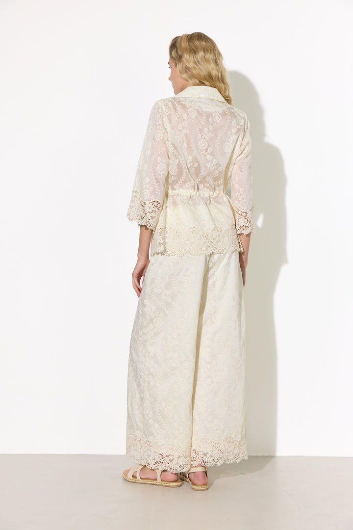 HUNKØN Patty Lace Blazer Jakker Cream
