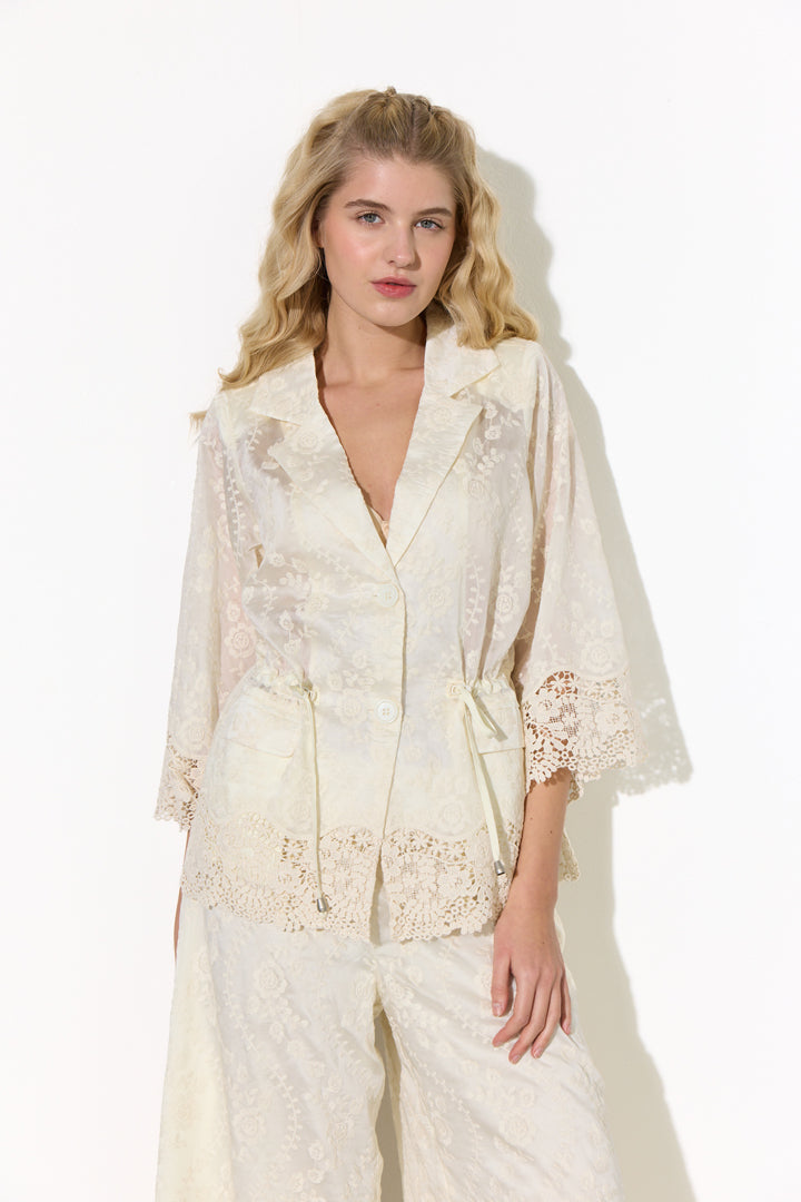 HUNKØN Patty Lace Blazer Jakker Cream
