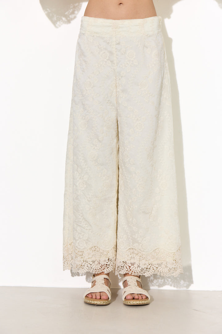 HUNKØN Patty Lace Trousers Bukser Cream