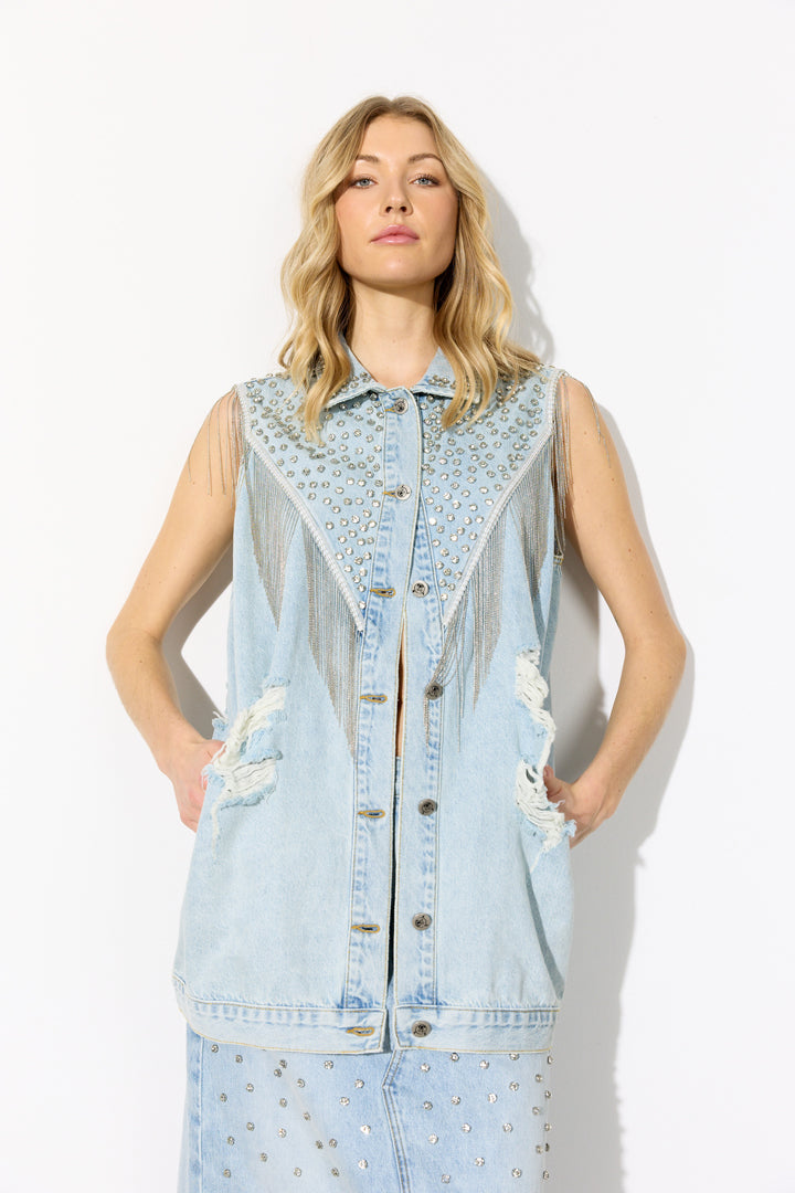 HUNKØN Priya Gem Vest Vests Light Denim