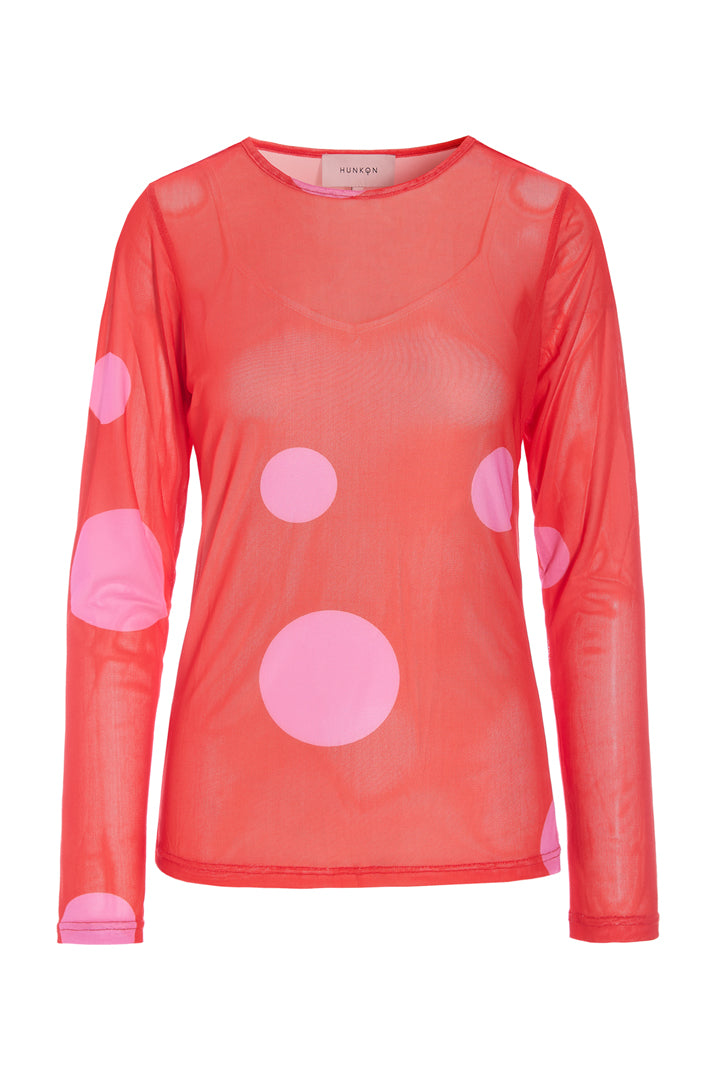 HUNKØN Salem Mesh Blouse Bluser Red