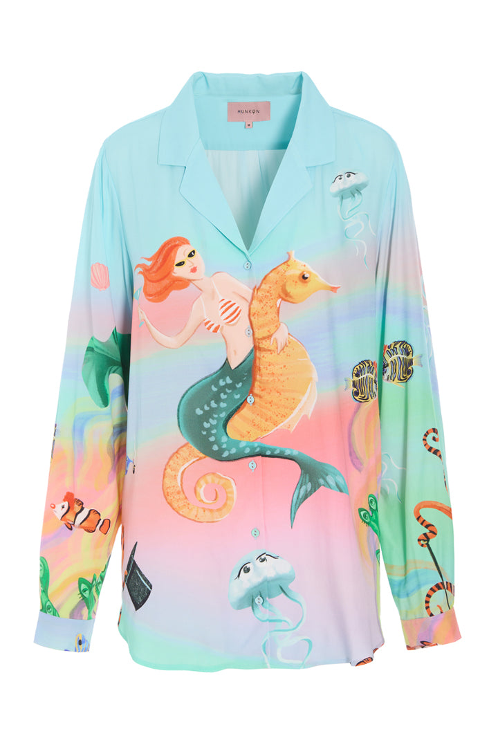 HUNKØN Sandy Shirt Skjorter Ocean Life Art Print