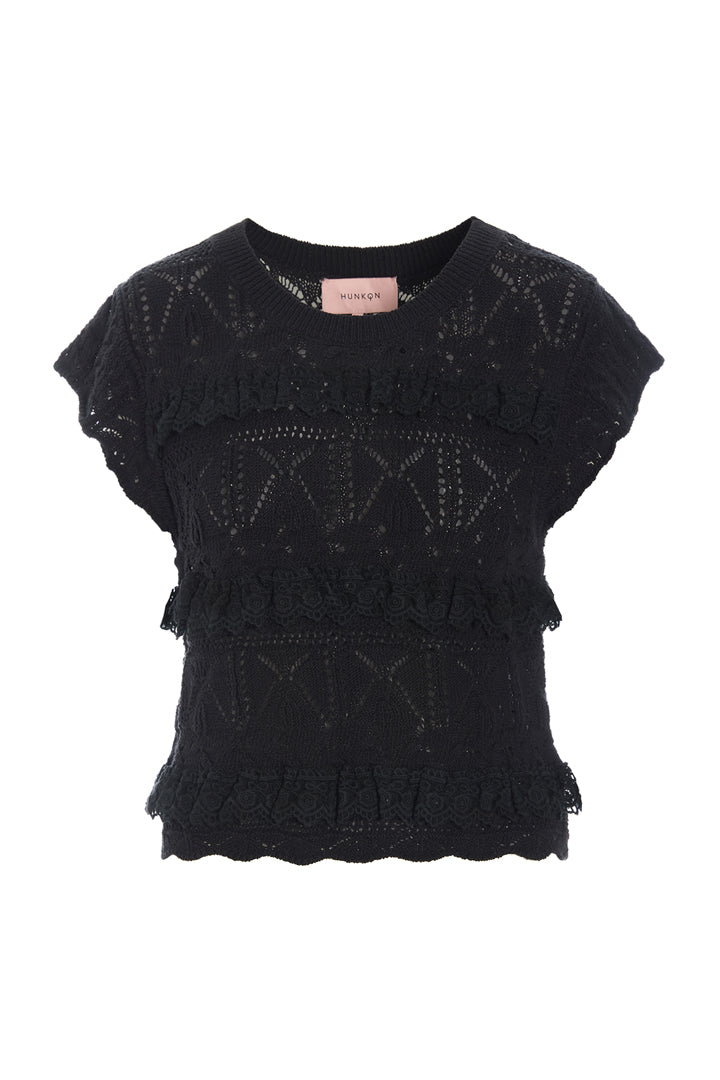 HUNKØN Sienna Knit Top Toppe Black