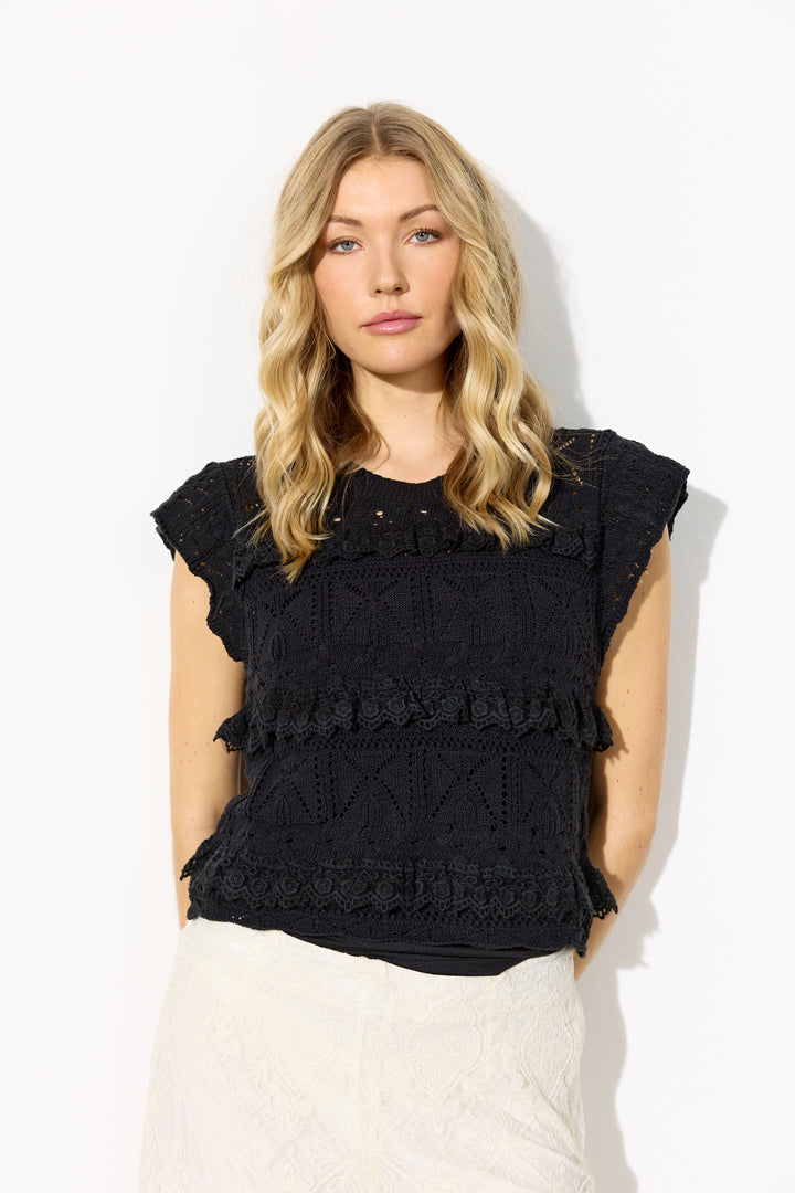HUNKØN Sienna Knit Top Toppe Black