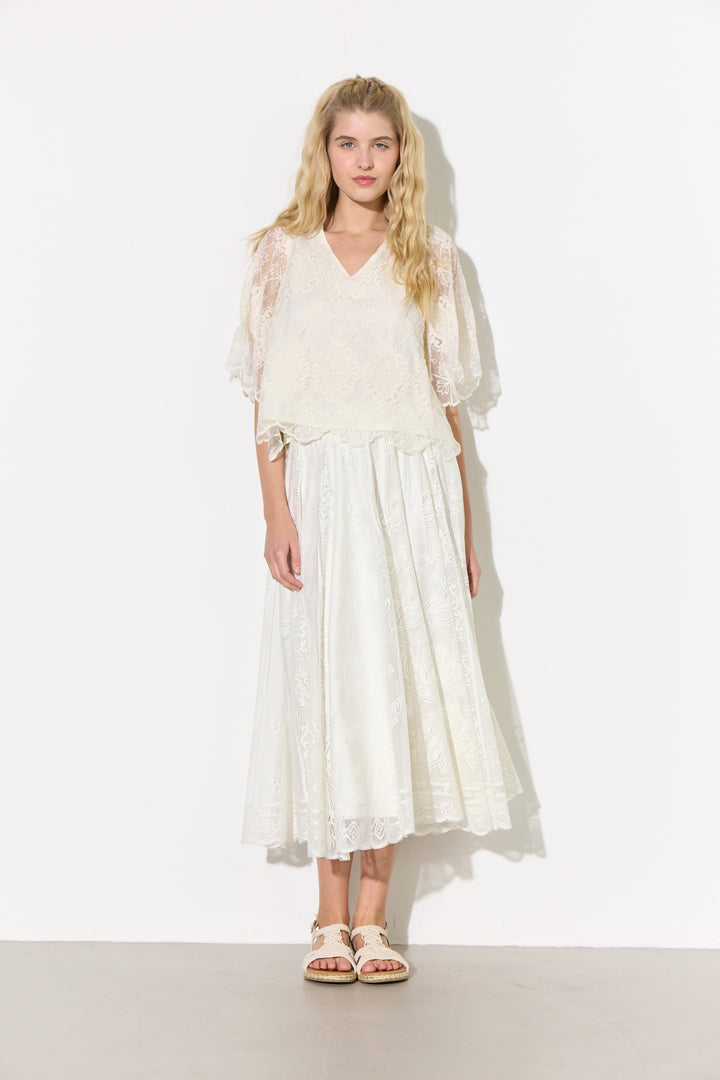 HUNKØN Stine Skirt Nederdele Off White