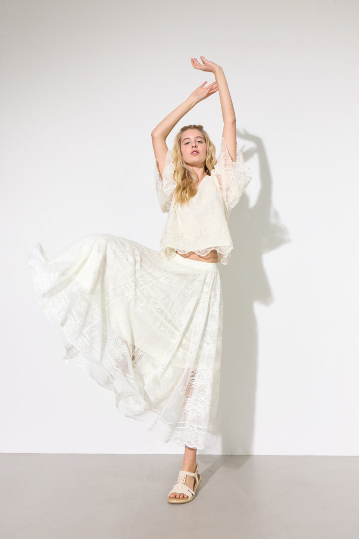 HUNKØN Stine Skirt Nederdele Off White