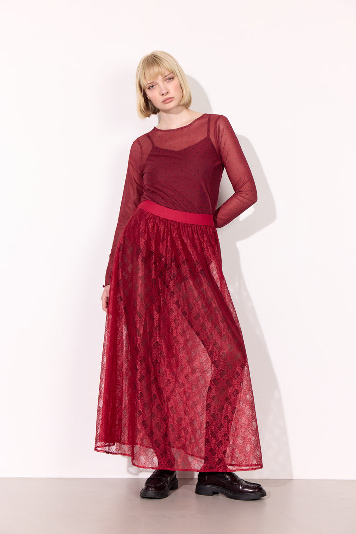 HUNKØN Tova Mesh Blouse Bluser Zinfandel