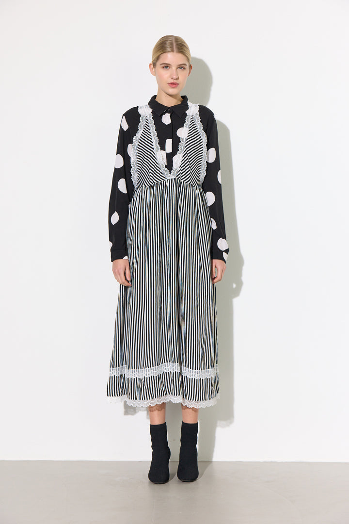 HUNKØN Vicky Dress Kjoler Black Striped