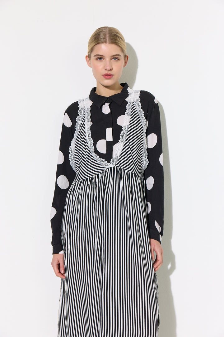 HUNKØN Vicky Dress Kjoler Black Striped