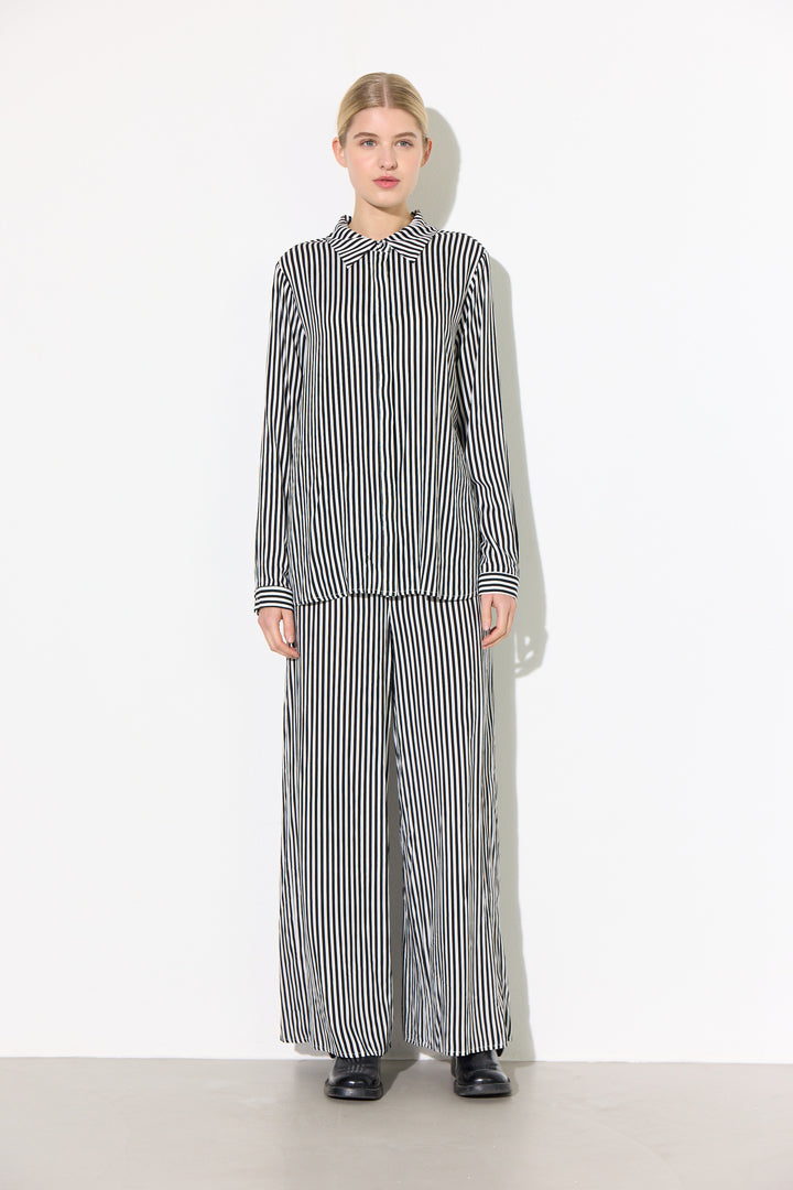 HUNKØN Vicky Trousers Bukser Black Striped