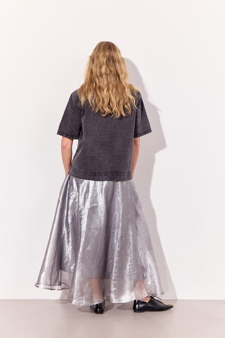 HUNKØN Zinnia Long Skirt Nederdele Silver