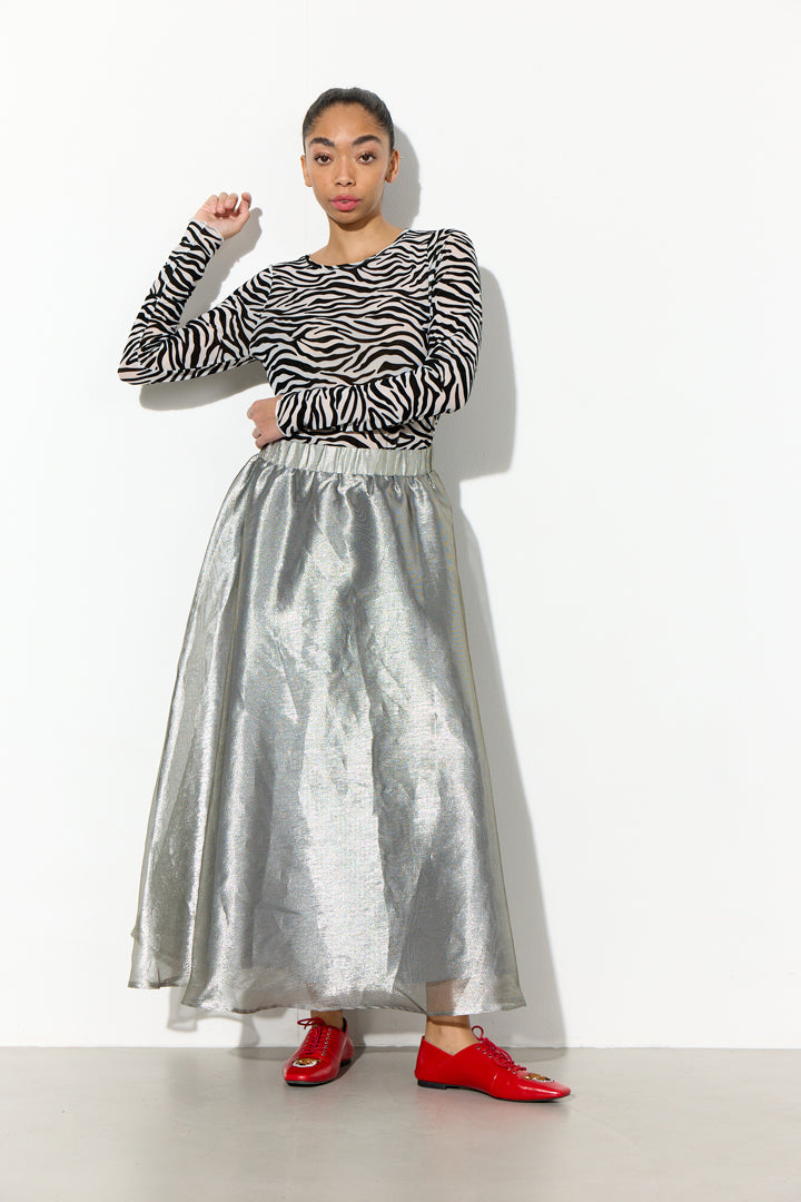 HUNKØN Zinnia Long Skirt Nederdele Silver