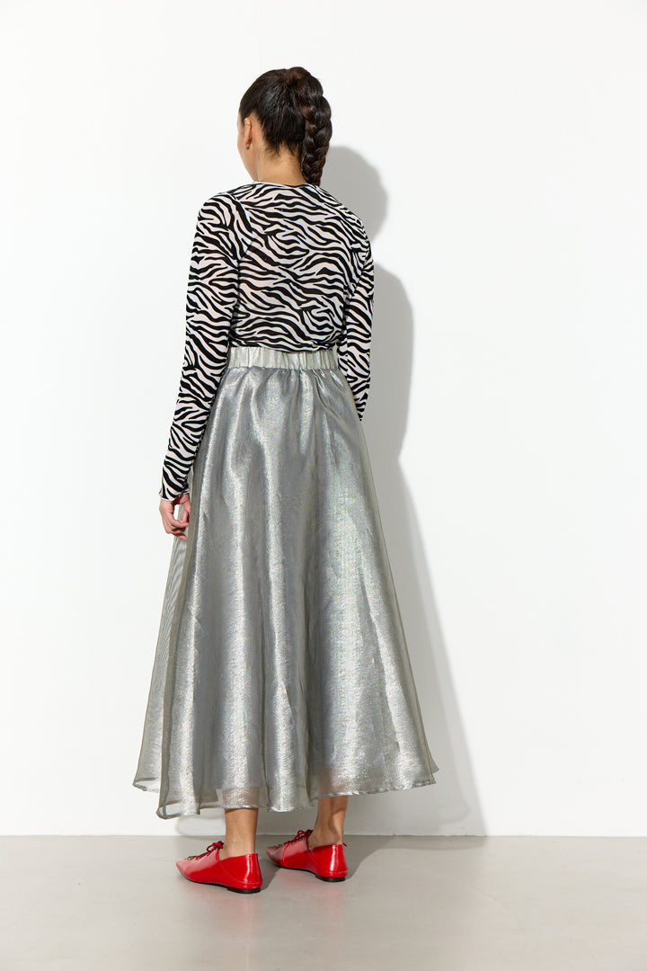 HUNKØN Zinnia Long Skirt Nederdele Silver